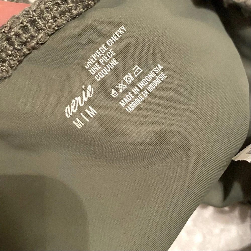 Aerie | hunter green crochet style one-piece with cut outs - Picture 4 of 4